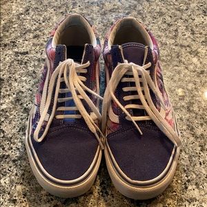 Vans Purple with multi colored graffiti Size 8